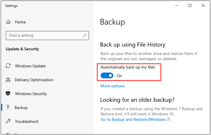 back up using file history
