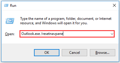 type Outlook.exe /resetnavpane