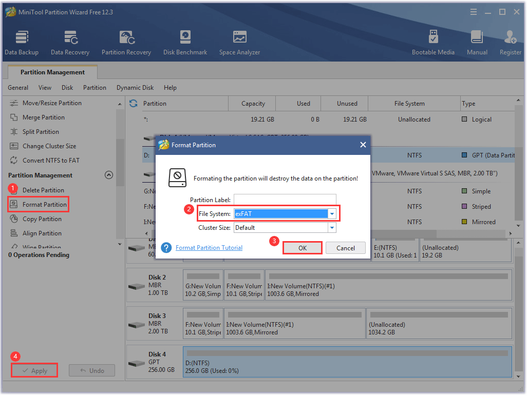 format a drive via MiniTool Partition Wizard