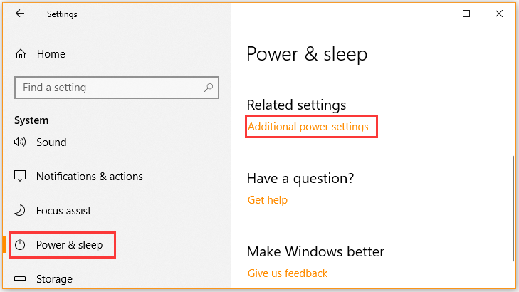 click on Additional power settings