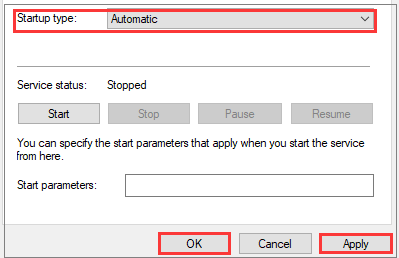 change Startup Type to Automatic