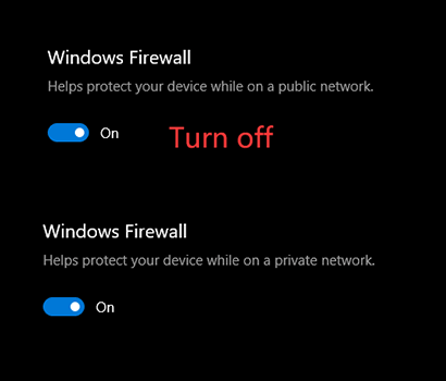 turn off Windows Firewall