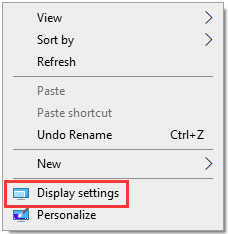 click Displaay settings