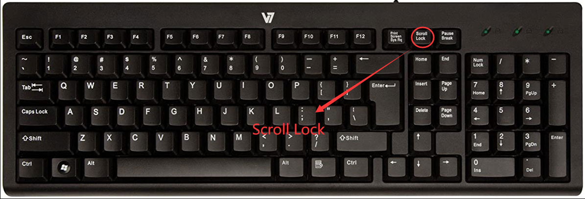the Scroll Lock key on the keyboard