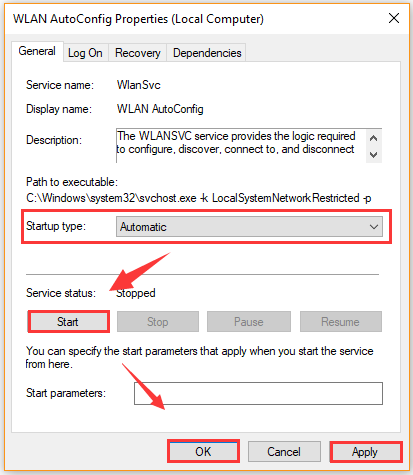 the process of enable WLAN AutoConfig service