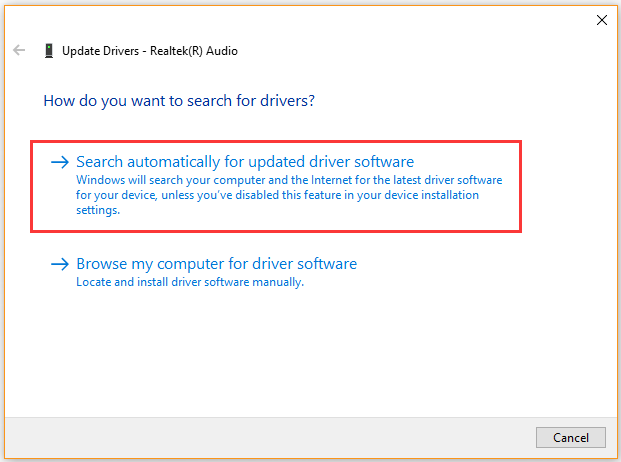 update audio device driver automatically