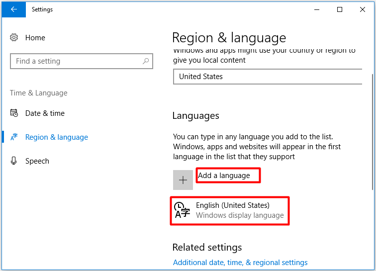 check the language pack is installed