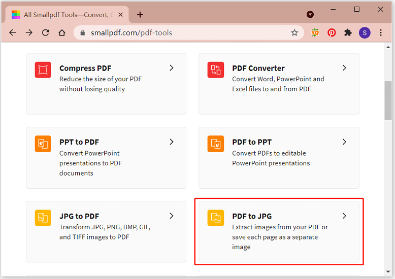 select PDF to JPG