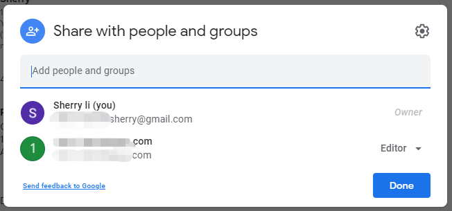 share Google Docs via email
