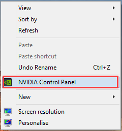 select NVidia Control Panel from desktop