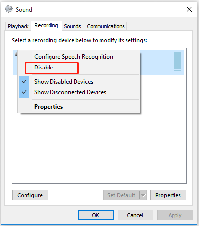 disable unwanted audio devices in Sound Settings