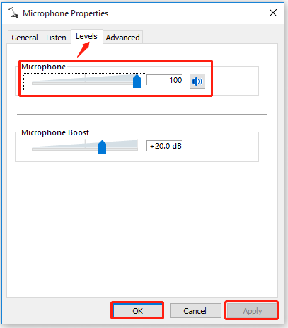 set microphone volume to high level