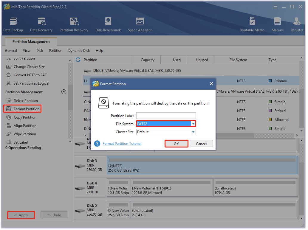 format a partition using MiniTool Partition Wizard