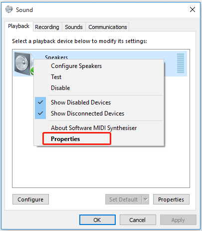 right click the speakers and select Properties