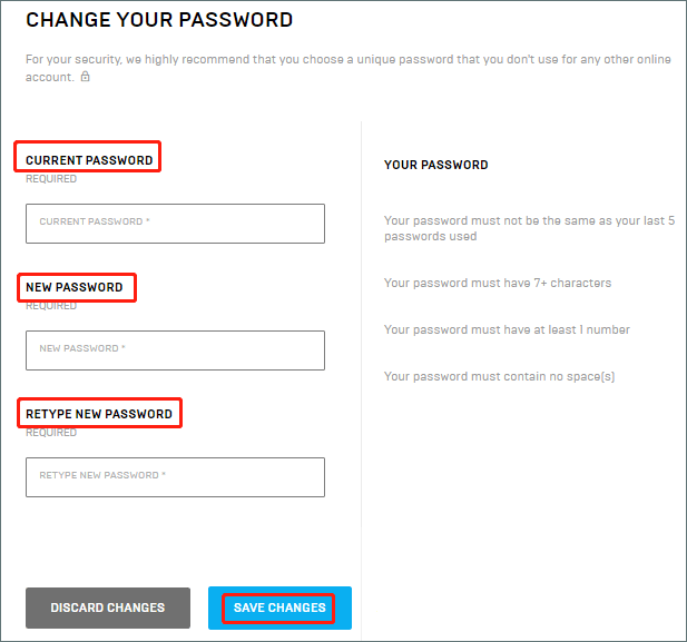 enter new password