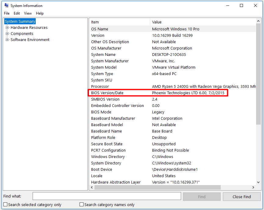 Open Device Manager from the Run utilityfind BIOS version and date