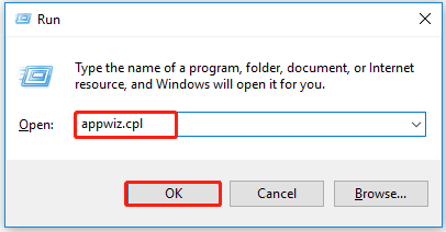 open the Programs and Features window