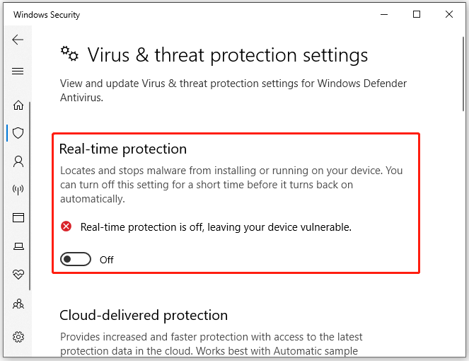 turn off real-time protection