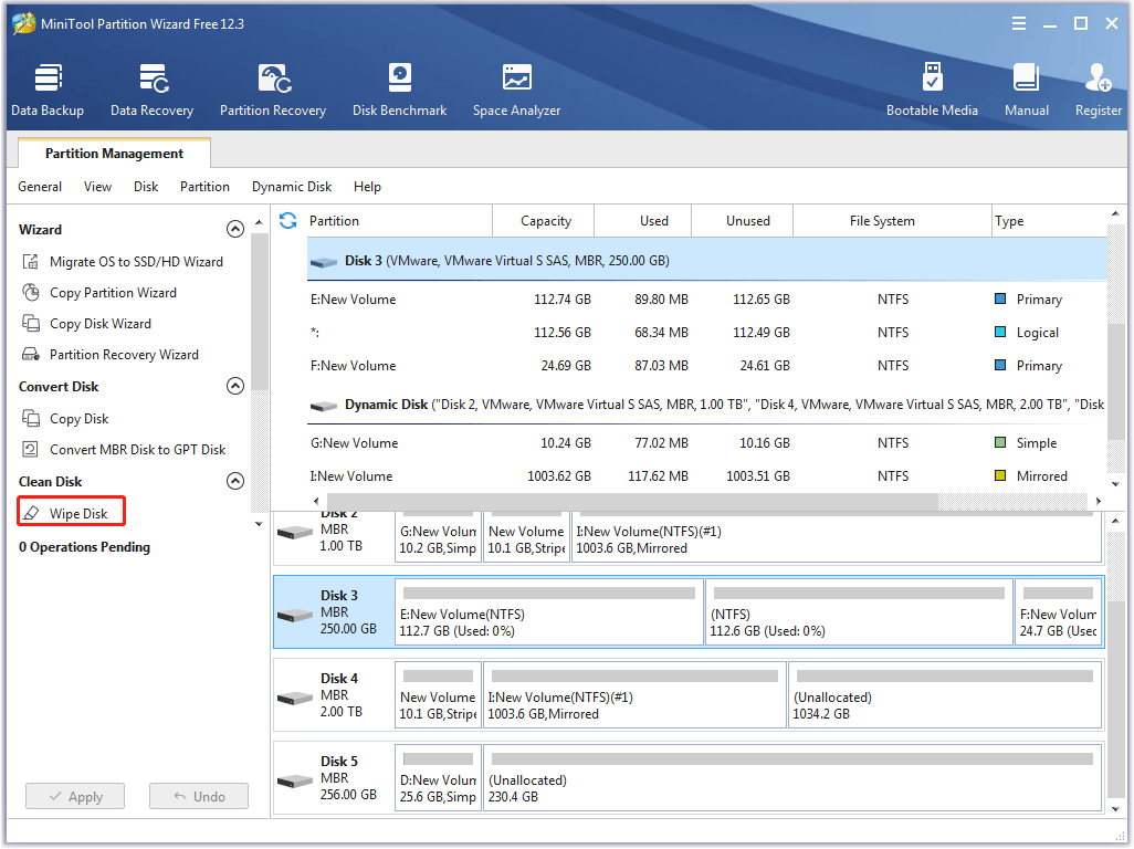 choose the Wipe Disk partition