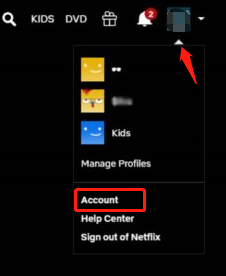 select Account on the Netflix web page