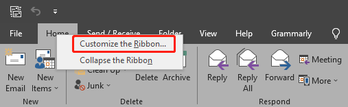 choose Customize the Ribbon