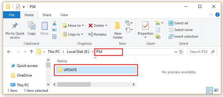 create an UPDATE folder in USB drive
