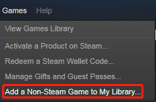 choose Add a Non-Steam Game to My Library