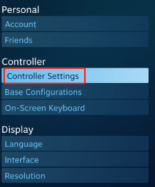 choose Controller Settings