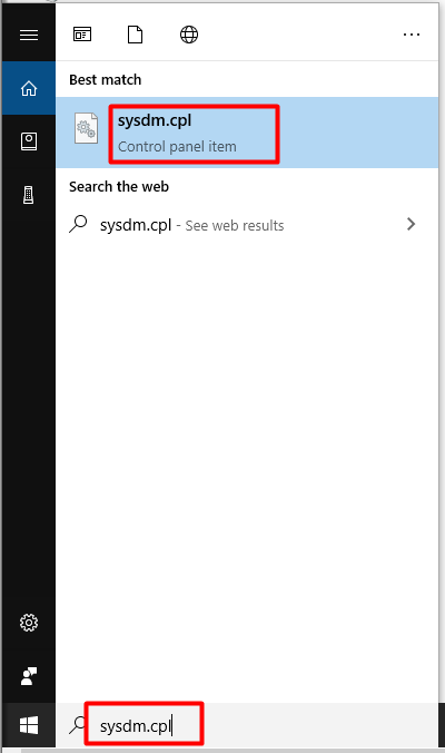 open system properties from the search box