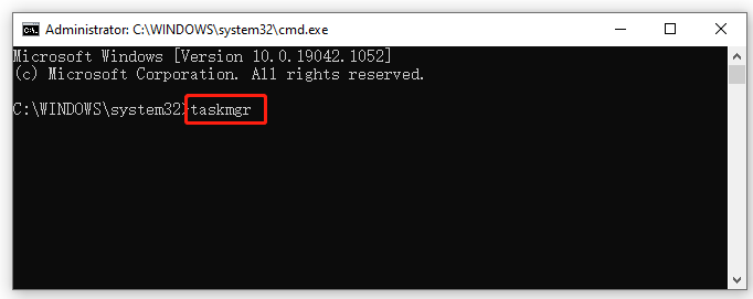 type taskmgr in the elevated command prompt