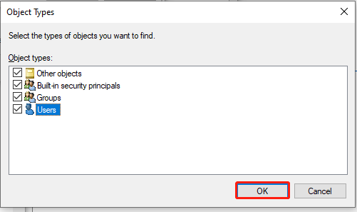 click on Object type and select Users