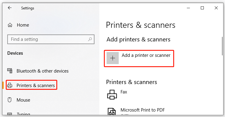 Add a printer or scanner