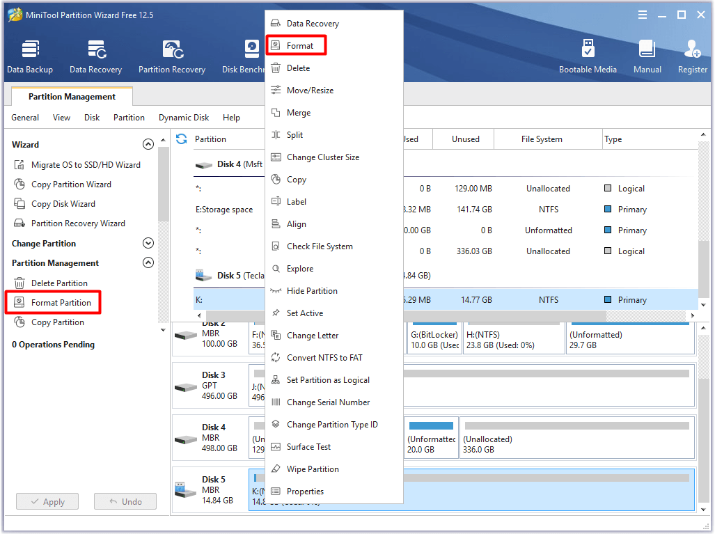 click the Format Partition option