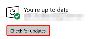 click the Check for updates button