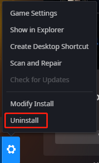 select Uninstall