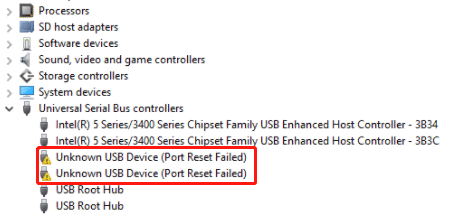 Unknown USB Device (Port Reset Failed)