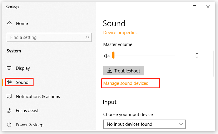 click on Manage sound devices