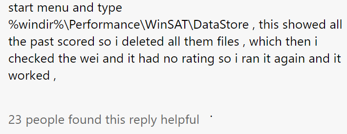 delete the WinSAT folder 