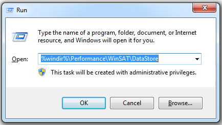 open the WinSAT folder via the Run box 