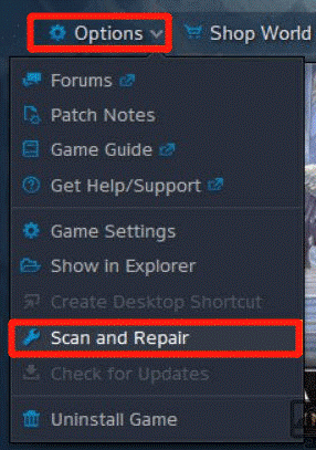 click on Scan and Repair Blizzard