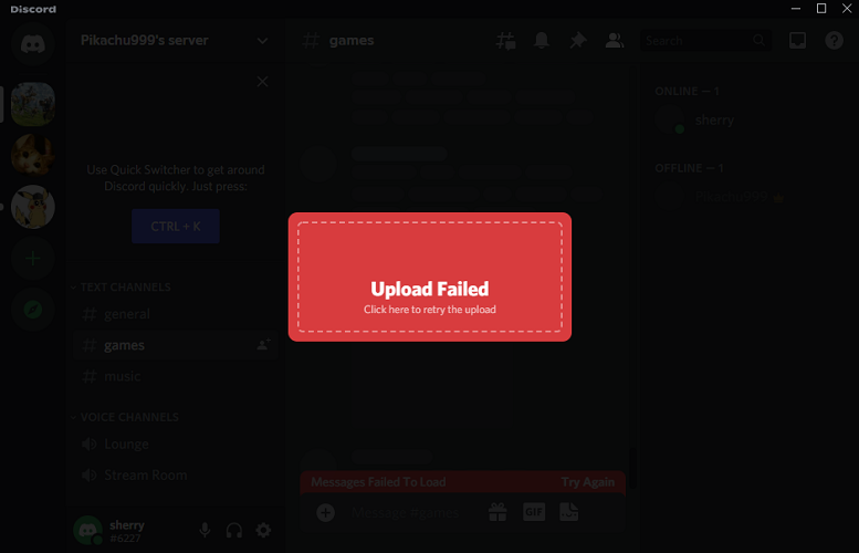 Discord upload failed