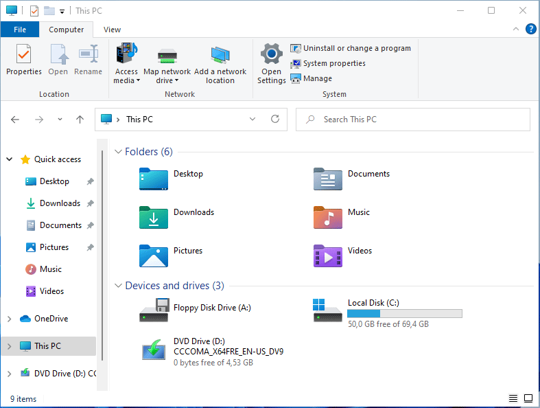 check disk space using File Explorer