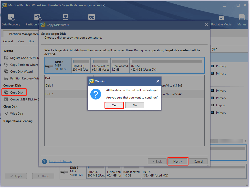 select copy disk on MiniTool Partition Wizard