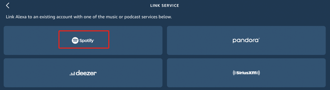 link Spotify in Alexa music settings