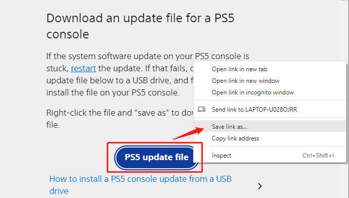 download PS5 update file