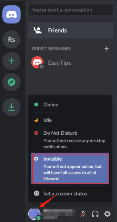 appear offline on discord for Desktop