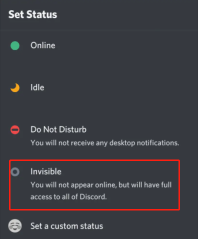 set Discord invisible on Mobile