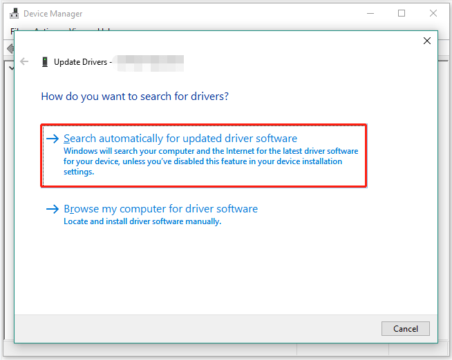 update driver through Device Manager