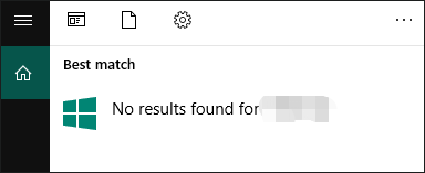 No results found on Windows 10 Search