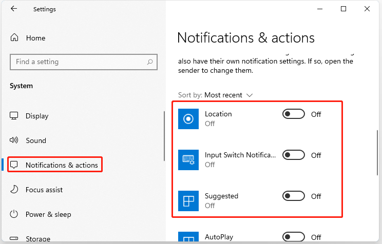 disable notifications for all unwanted apps